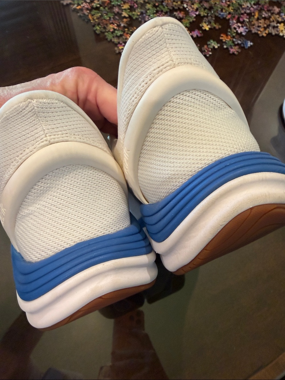 Men's White Athletic Sneakers with Blue Accents - Picture 3 of 5